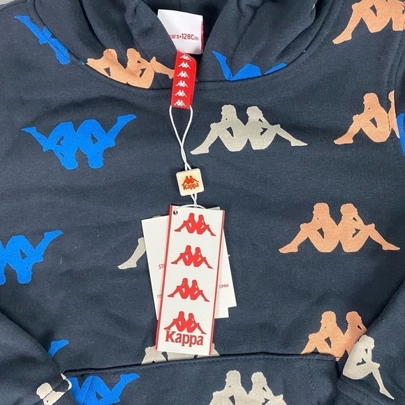 NWT | Kappa Kids' Authentic Sneek Print Hoodie Size 8Y in Black-Orange-Blue - Picture 5 of 11